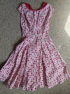 Vintage Pink and White Polka Dot Dress